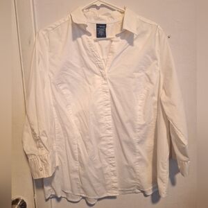 Basic Editions 1X White Button-Up Blouse